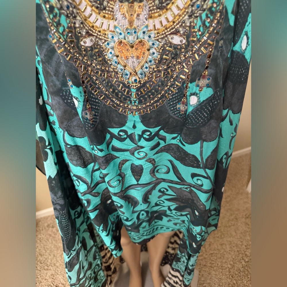 Camilla Turquoise and Black Embellished Dress - Picture 3 of 12